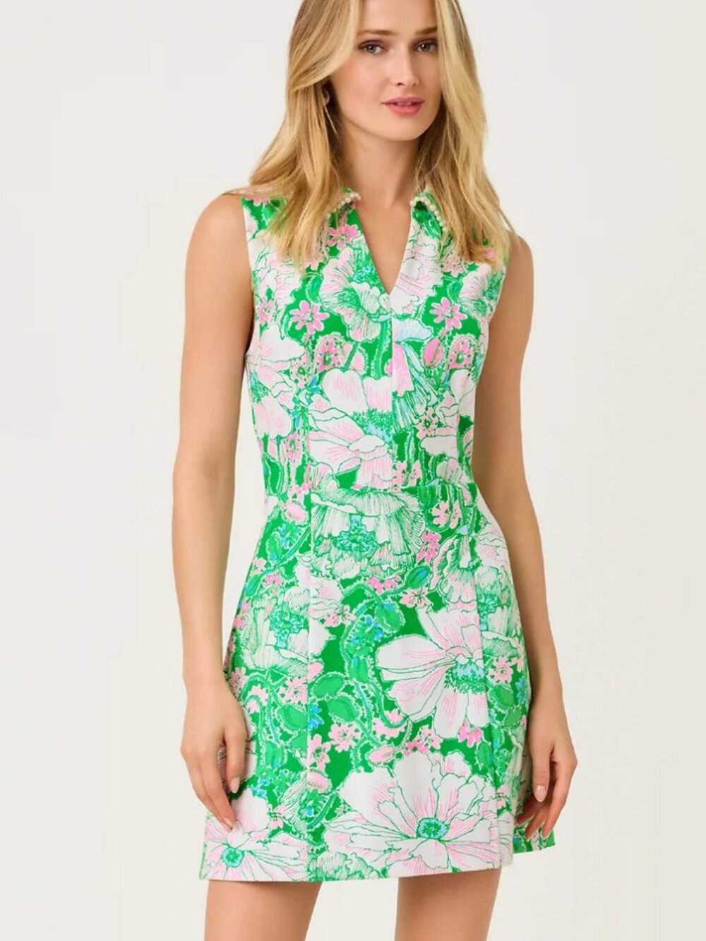 Lilly Pulitzer Twila Skirted Dress Romper Putting Green Poppyland Bead pearl NWT